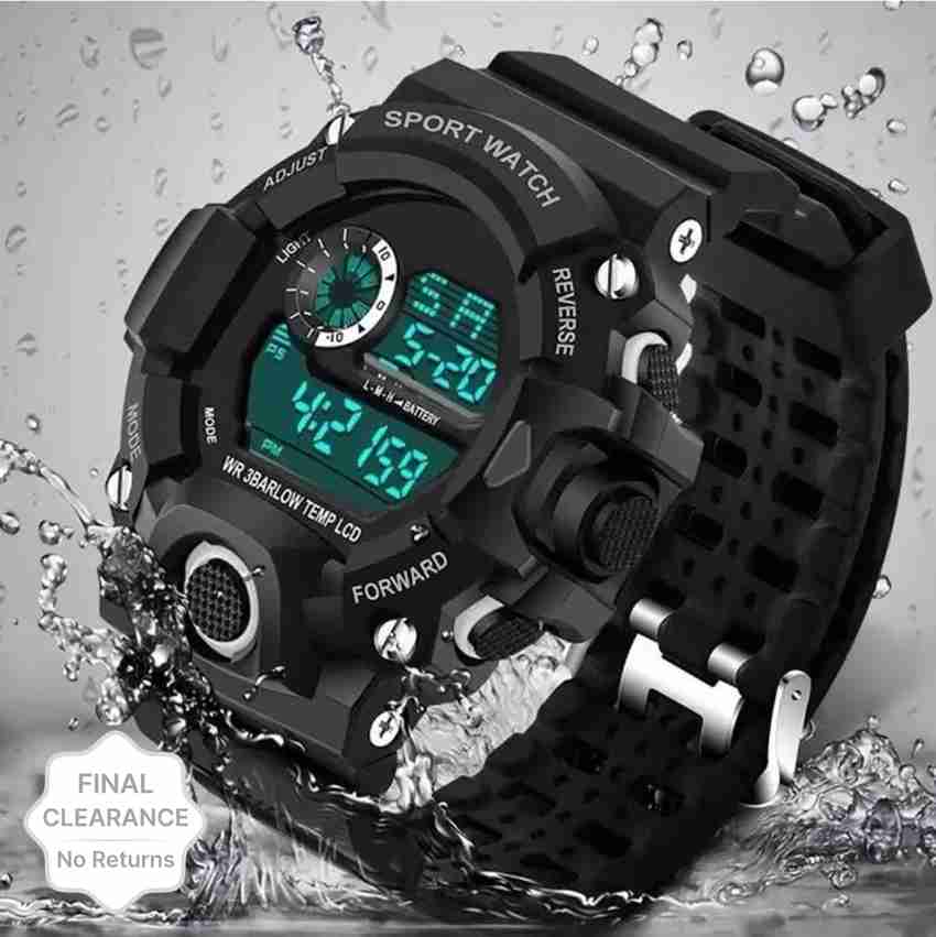 HINISH Jee Shock Black Unisex Waterproof Sport Digital Watch For