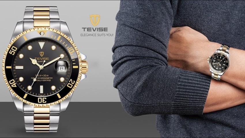 Tevise T801 Black Quartz Luxury Tevise Analog Luxury with Date