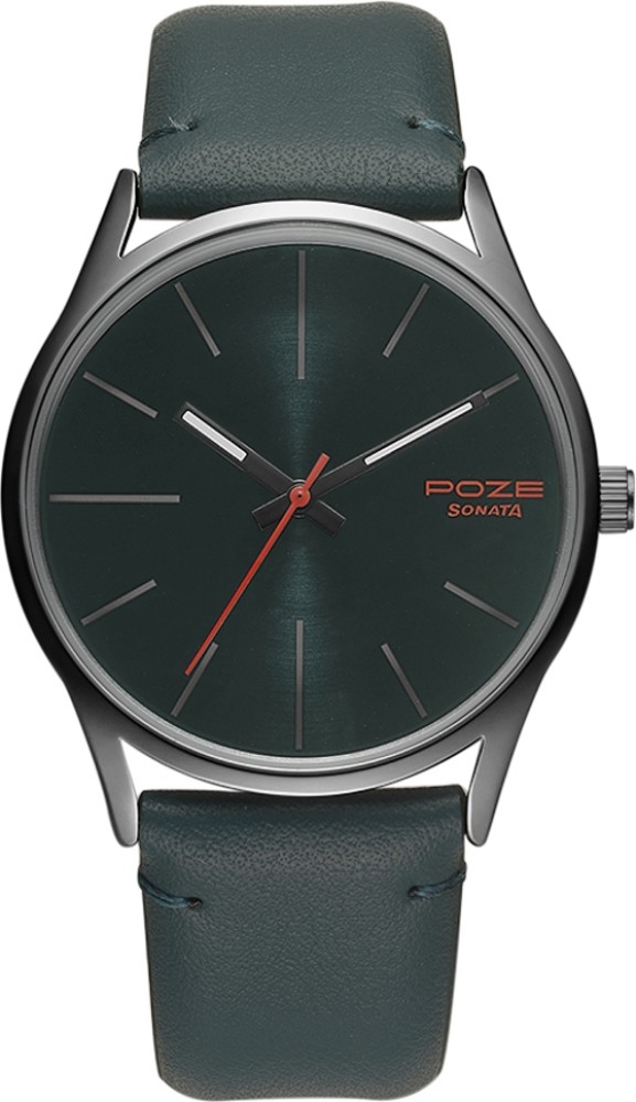 SONATA Poze Men Analog Black Dial Dark green Strap Analog Watch