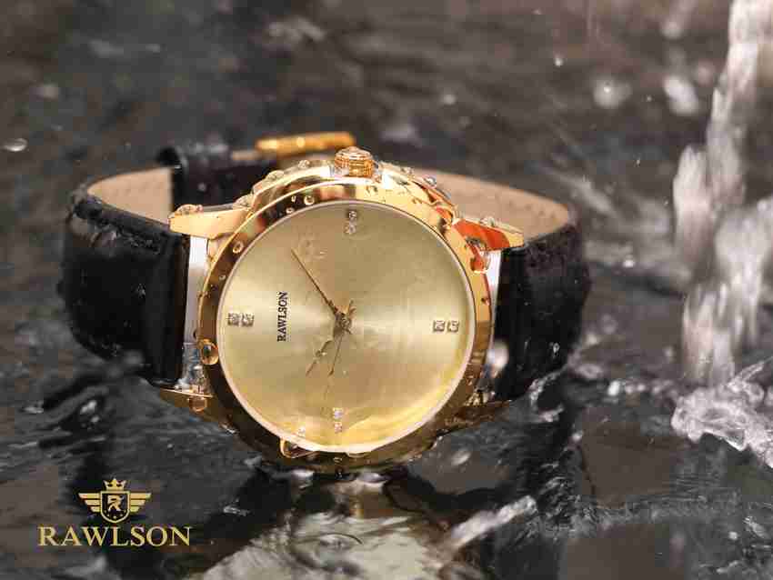 Rawlson Gold Color Leather Strap Watch for Men and Women Quartz Analog Timepiece RL Analog Watch For Men Women Buy Rawlson Gold Color Leather Strap Watch for Men