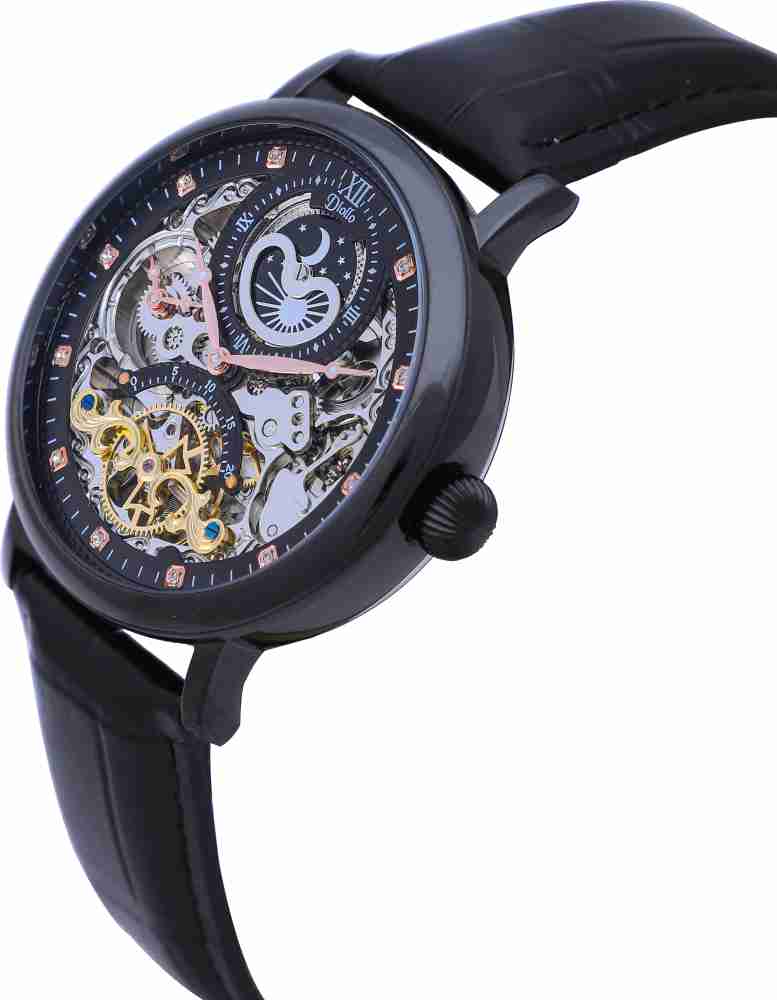 Black skeleton best sale watch mens