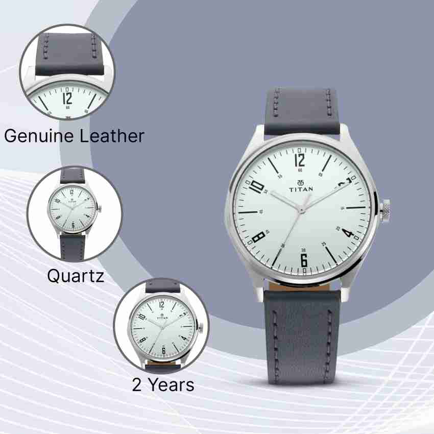 Buy Online Titan Quartz Analog Silver Dial Leather Strap Watch for Men -  nn1639sl03