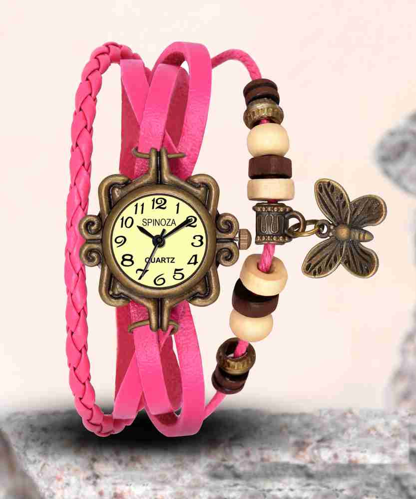 SPINOZA Quartz butterfly vintage rope bracelet stylish fashion watch Analog Watch For Girls Buy SPINOZA Quartz butterfly vintage rope bracelet stylish fashion watch Analog Watch For Girls pink butterf...