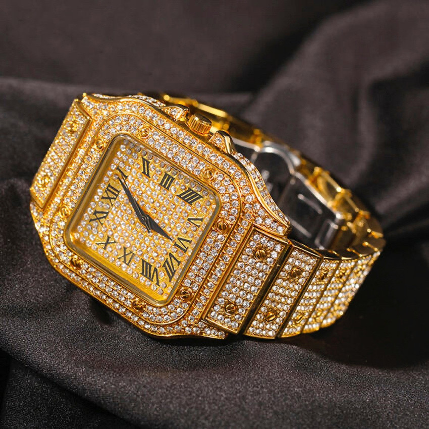 Gold diamond watch mens cheap