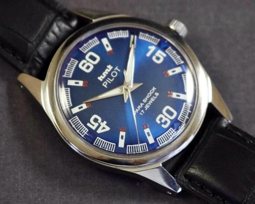 DIXOT HMT pilot blue dial mens wrist watch mechanical hand winding