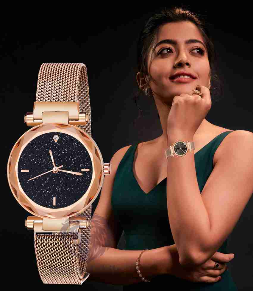 Daniel Jubile Movable Round Fancy Gold Magnetic Chain magnet strap mash hand watch girls watch for women gift Rose Gold Analog Watch For Girls Buy Daniel Jubile Movable Round Fancy