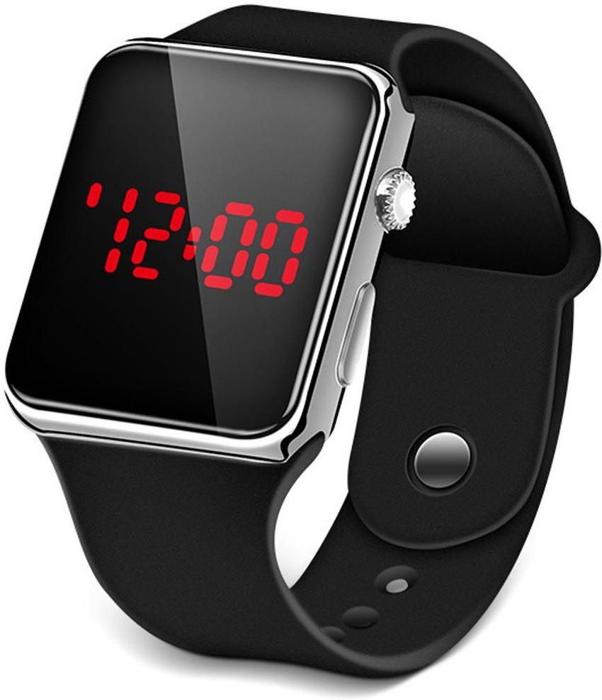 New square mirror face silicone band digital watch discount