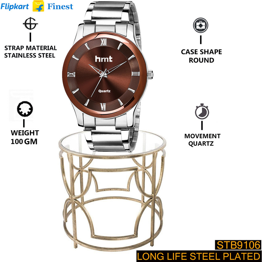 hrnt B9106 B9106 Brown Hand Watch For Men Wrist Chain Watch WaterResistant Brand Analog Watch For Men