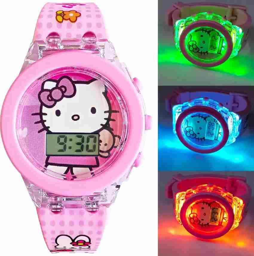 Bluez Hello Kitty Cat Multicolored Disco Light Digital Kids Wrist Watch Hello Kitty Cat Disco Light Digital Watch For Boys Girls Buy Bluez Hello Kitty Cat Multicolored Disco Light