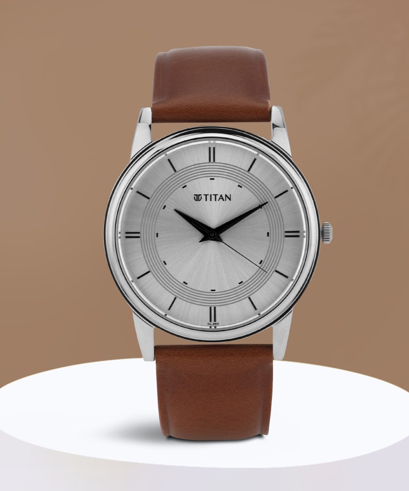 Buy Online Titan Quartz Analog Silver Dial Leather Strap Watch for Men -  nn1639sl03