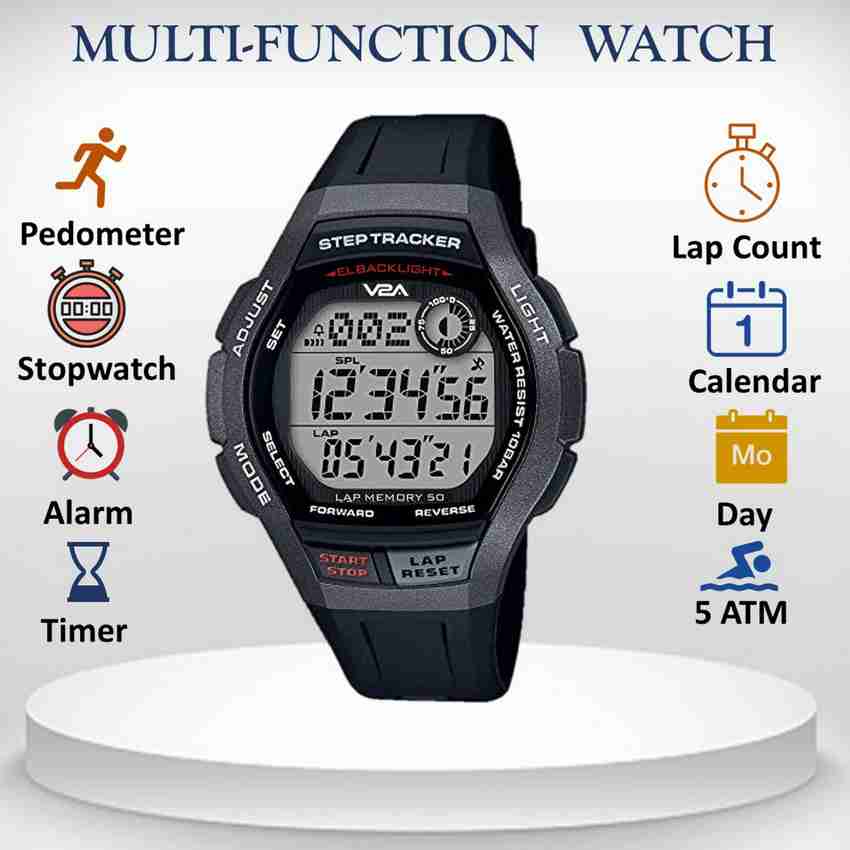 V2A Digital Watch For Men Women Buy V2A Digital Watch For Men Women Step Counter Sports Unisex Countdown Timer Stop Watch Stylish Trendy Online at Best Prices