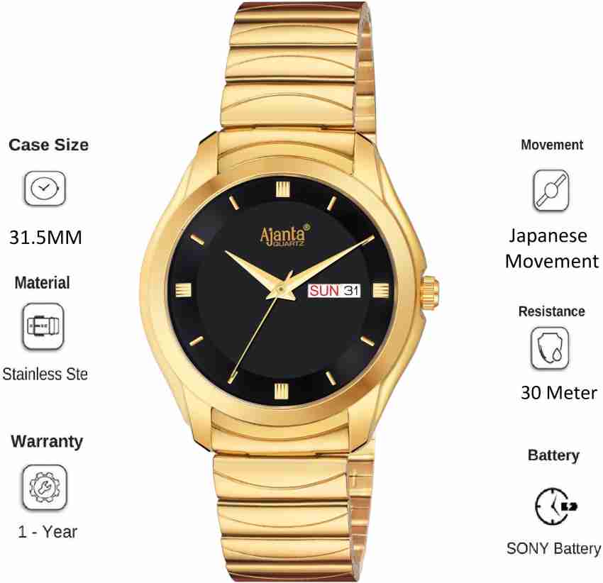 Ajanta wrist watch golden best sale