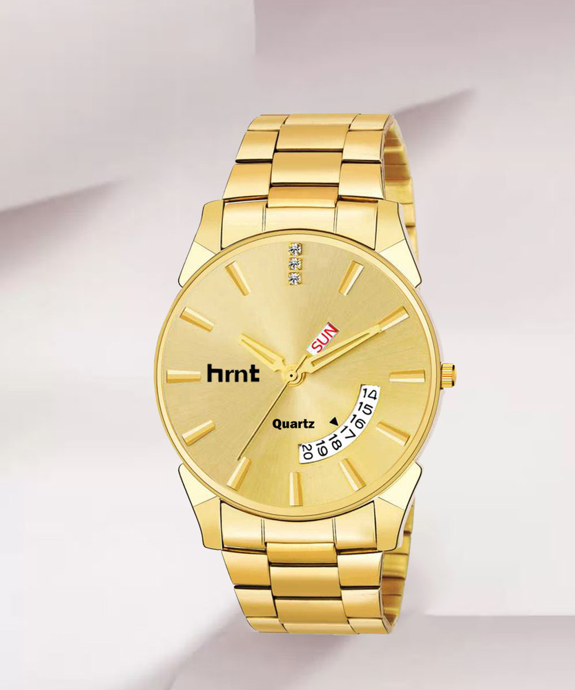 hrnt G9116 Water Resistant Branded Brand Premium Gold Chain Analog Wrist Watch For Mens Analog Watch For Men