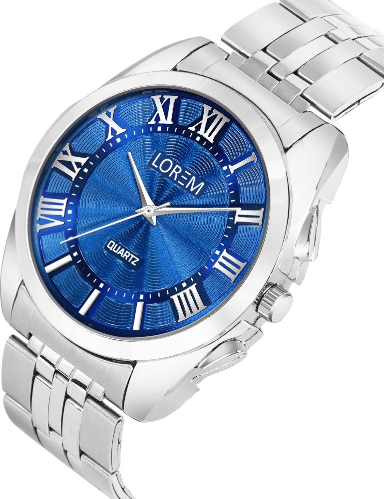 BG DHOLARIYA LR126 Blue 3D Roman Stainless Steel Analog Watch For