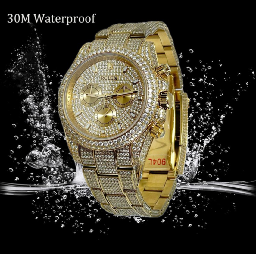 SAFISHA Men s Luxury Crystal Diamonds Plated Watch Hiphop Watch Corono Working Men s Luxury Analog Crystal Watch Chronography Watch Encrusted Diamond Watch Analog Watch For Men Buy SAFISHA Men s Luxur...