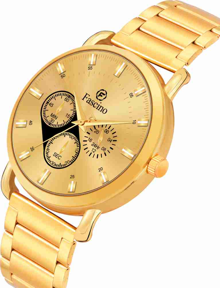 fascino Analog Watch For Men Buy fascino Analog Watch For Men Gold Dial Metallic Chain Analog Watch for party wedding Online at Best Prices in India Flipkart