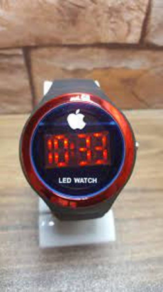 Ornate Apple led watch red apple round black dial digital led