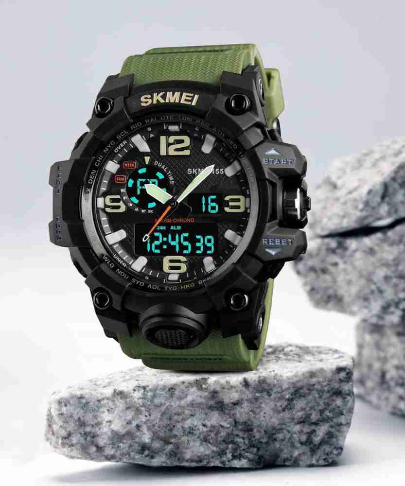 SKMEI 1155 BLACK Green Analog Digital Watch For Men Buy