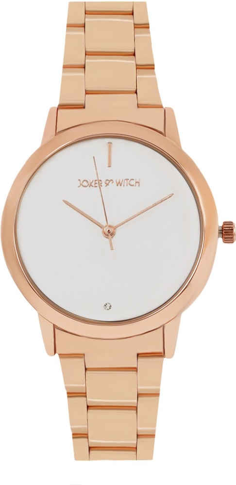 Joker Witch Midnight White Dial Rosegold Metallic Link Strap