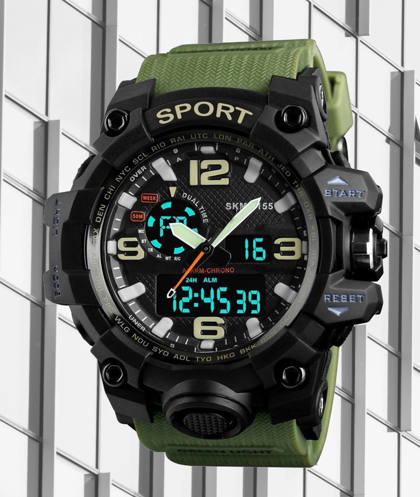 AWEX SKM 1155 Green Green Strap Sports Watch with Versatile Features Analog Digital Watch For Boys Buy AWEX SKM 1155 Green Green Strap Sports Watch with Versatile Features Analog Digital Watch