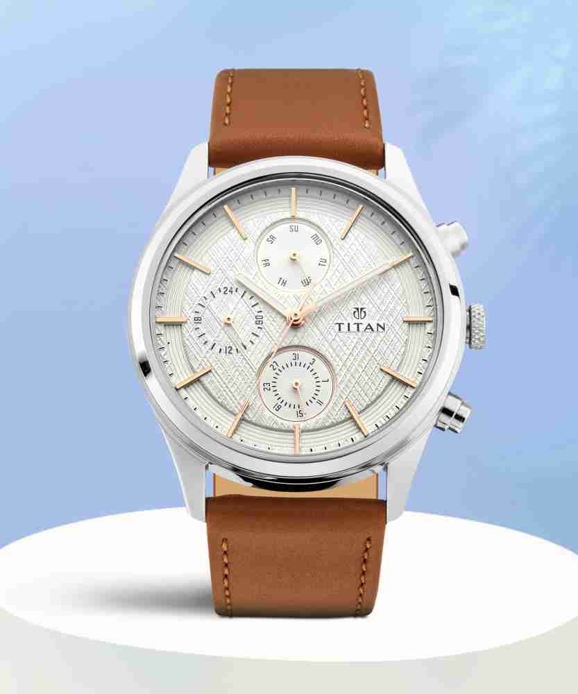 Titan Wrist Watch, Display Type : Analog, Strap Material : Leather
