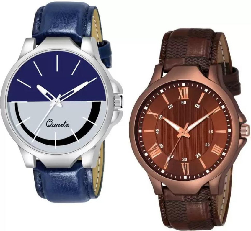 PUSFIA blue straps leather watches model 2023 super look new design Excellent look Quartz Miracle Blue Brown Designer For Boys And Men Analog Watch For Boys Girls Buy PUSFIA