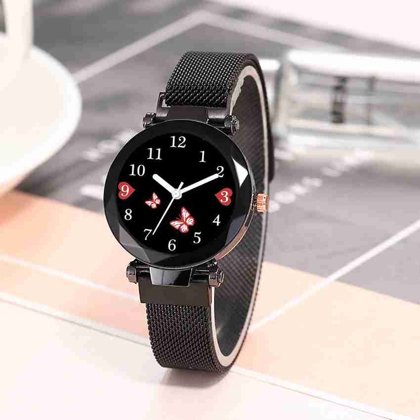 Styledose Titli Butterfly Magnet Black girls watches for women watches stylish branded new model 2023 fashion design Analog Watch For Women