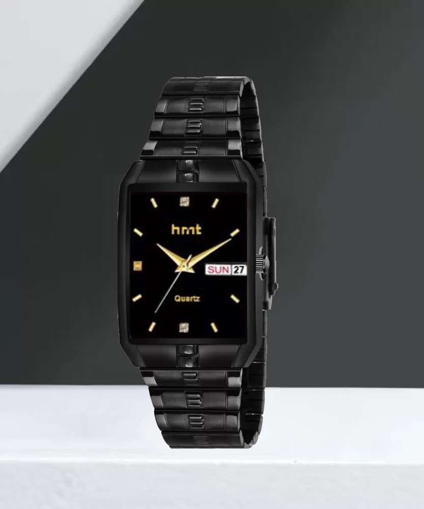 hrnt B9135 Pure Black Chain Watches Mens and Boys Black Analogue