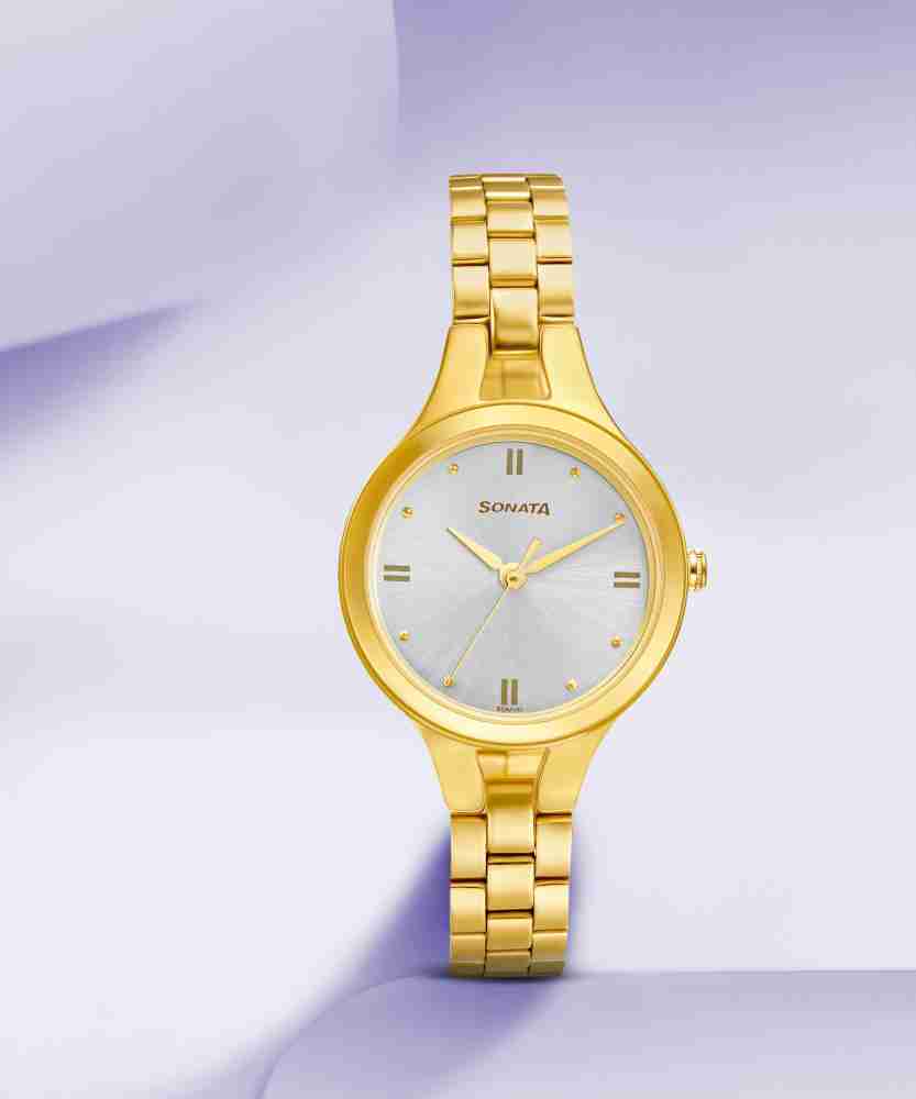 Sonata gold watch for ladies new arrivals