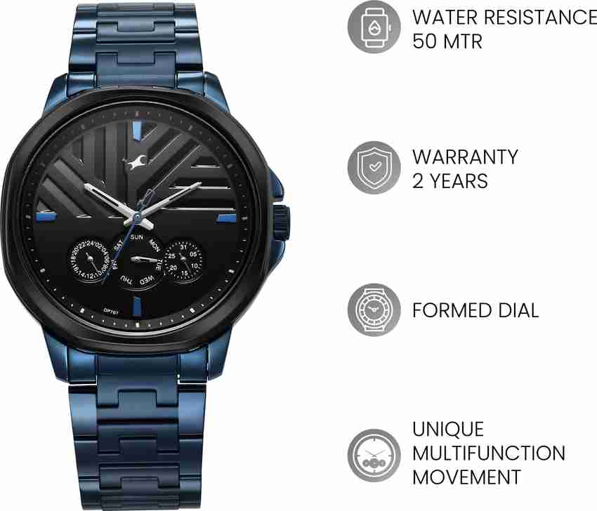 Fastrack Fleek Quartz Multifunction Black Dial Stainless Steel 