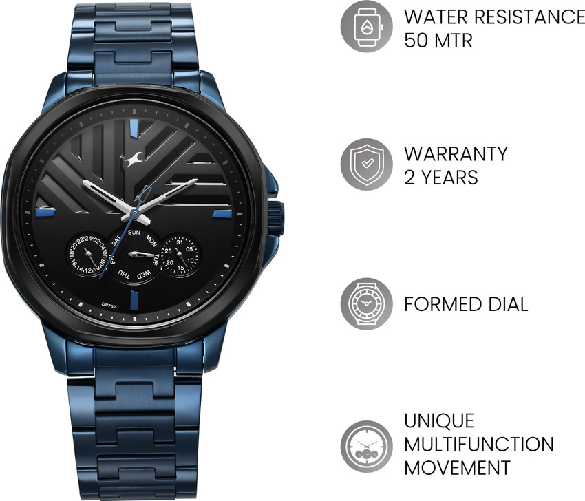 Fastrack Fleek Quartz Multifunction Black Dial Stainless Steel 