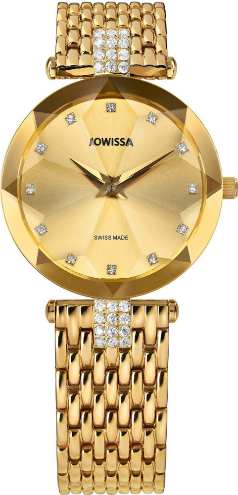 Jowissa J5.629.M Swiss Made Facet Strass Gold Dial Analog Watch 
