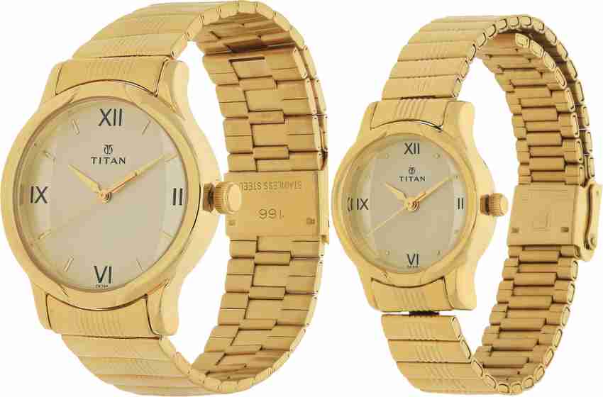 Titan gold couple watches clearance