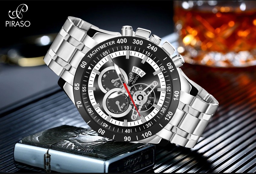 Silver watch on sale black face mens