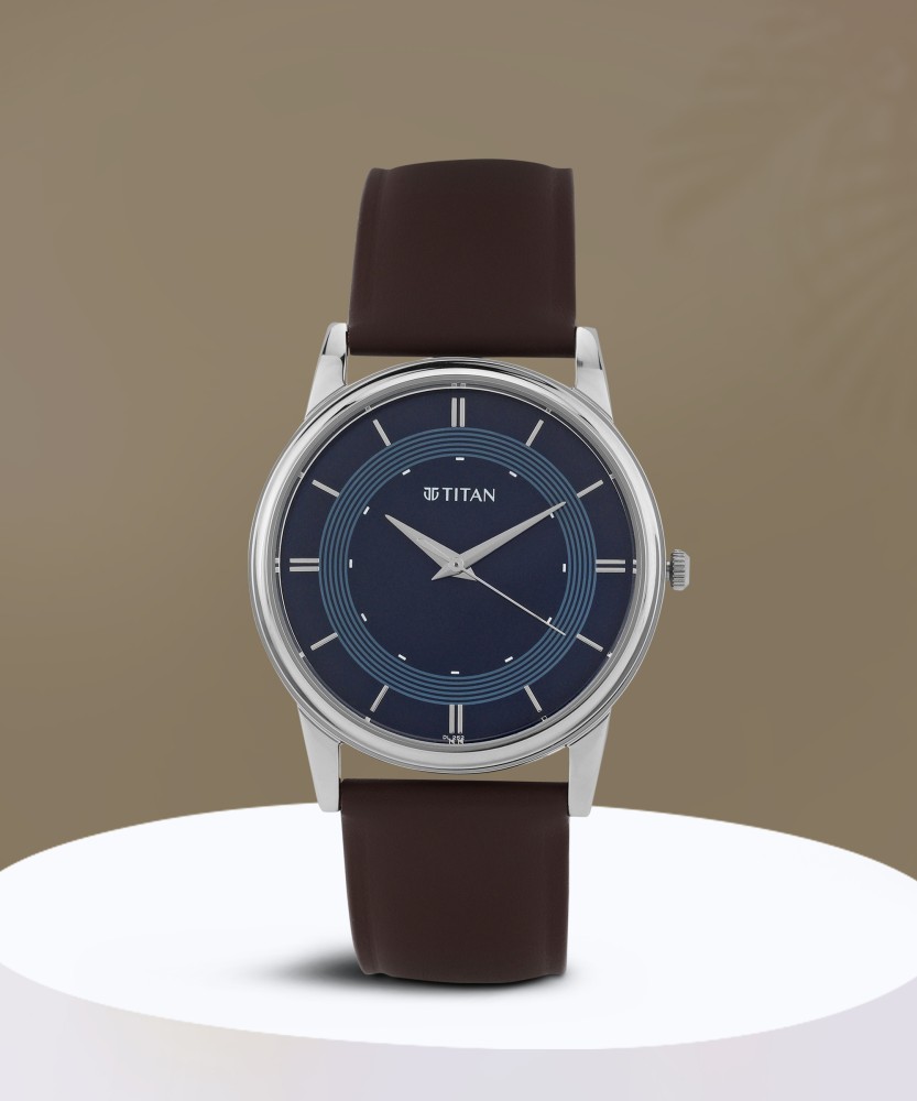 Buy Titan Brown Leather Blue Dial Men's Watch - Lowest price in India