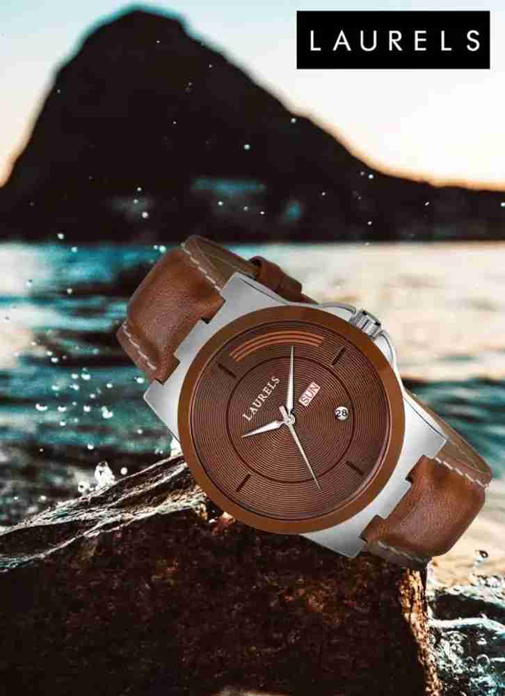 LAURELS Men s Brown Leather Formal Watch Analog Watch For Men