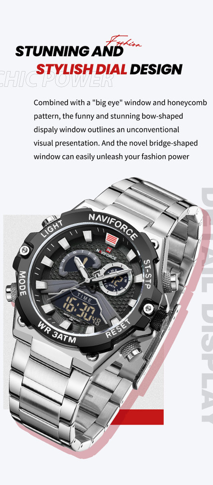 NAVIFORCE PARA CLASS steel strap and Black digital dial military