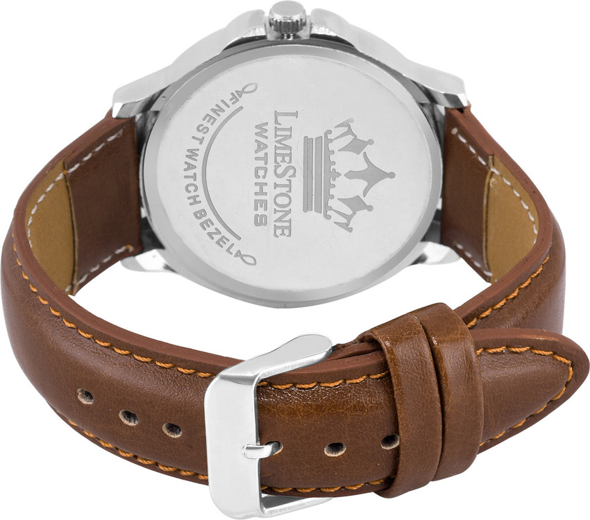 LIMESTONE The Stud Day and Date Tan Strap Analog Analog Watch For Men Buy LIMESTONE The Stud Day and Date Tan Strap Analog Analog Watch For Men LS2741 Online