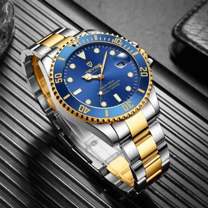 Tevise Automatic Mechanical Skeleton Chronograph Luxury Blue Automatic Mechanical Skeleton Luxury Blue Analog Watch For Men