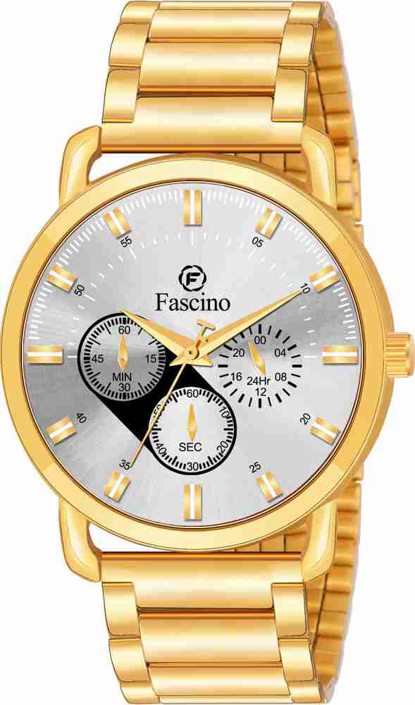 fascino Analog Watch For Men Buy fascino Analog Watch For Men Gold Dial Metallic Chain Analog Watch for party wedding formal watch Online at Best Prices in India Flipkart