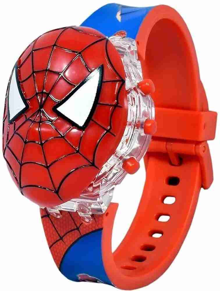 MKHUB Waterproof Smart LED Disco Watch for Kids Ages 2 15 Durable and Stylish 3D Spider Man Digital Glowing Watch for kids with Music Light and Sound Digital Watch For Boys