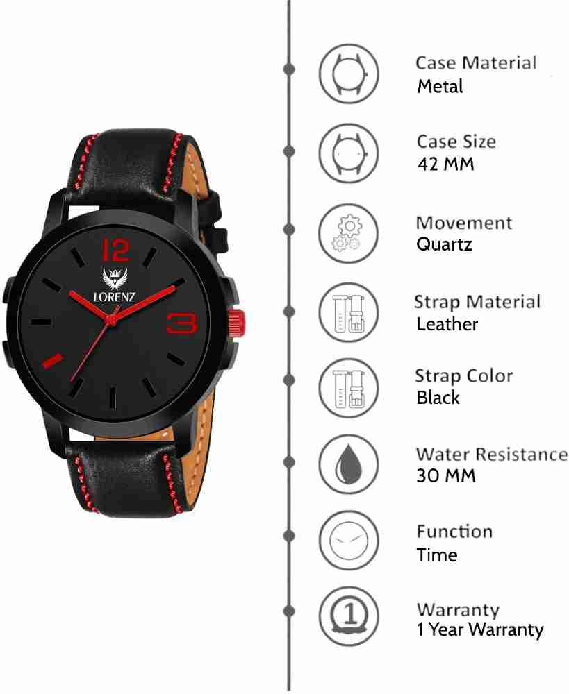 LORENZ MK 2061W Lorenz Red Casual Fit Leather Strap Analog Quartz Watch for Men Watch for Boys Analog Watch For Men Buy LORENZ MK 2061W Lorenz Red Casual Fit Leather Strap