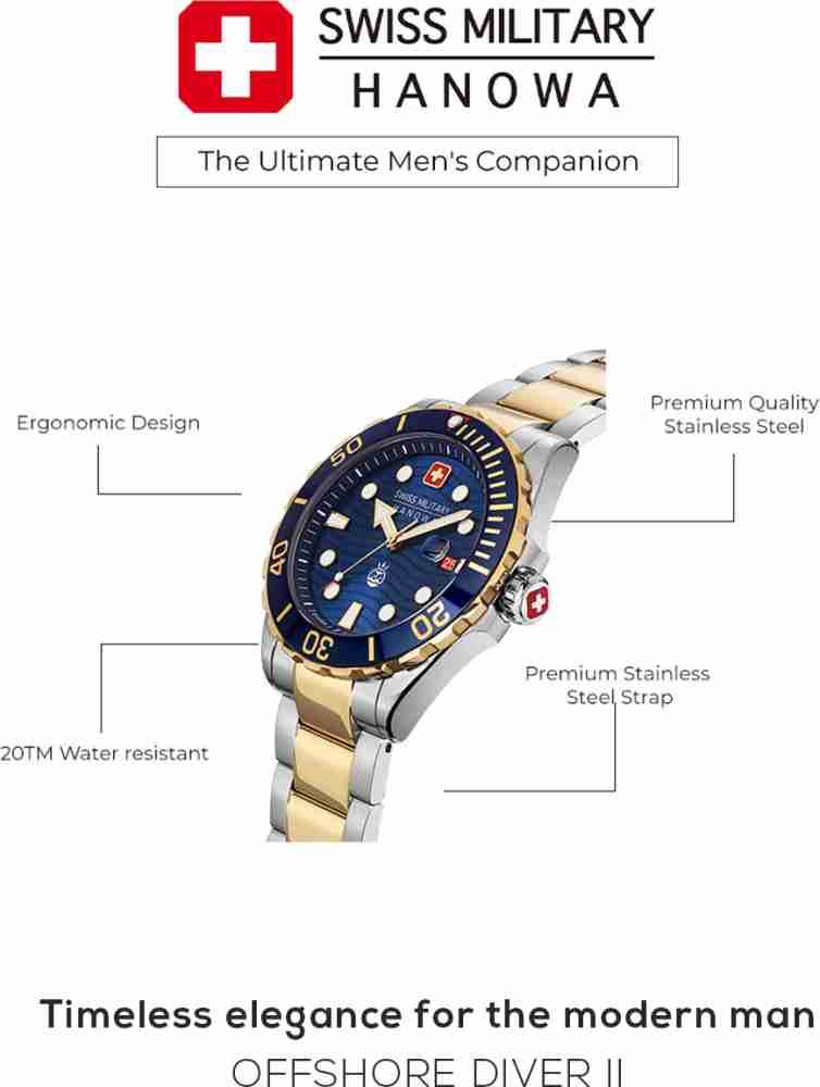 Swiss Military SMWGH2200360 II DIVER Hanowa II Prices Analog - in DIVER Swiss DIVER Analog Best For - OFFSHORE II - OFFSHORE OFFSHORE Hanowa Buy For Men at Watch Men DIVER Military II Watch India OFFSHORE Online