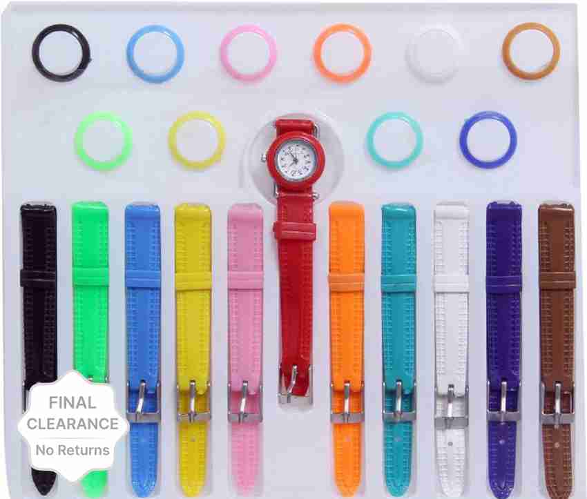 Multi color belt watch deals