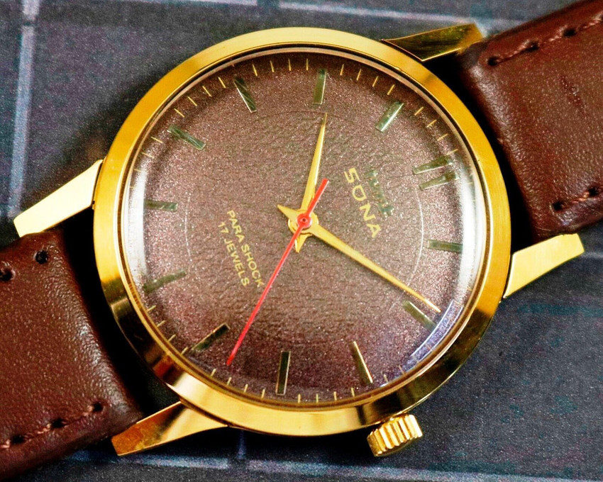 DIXOT VINTAGE HMT SONA MENS WRIST WATCH SUPER SLIM GP CASE HAND