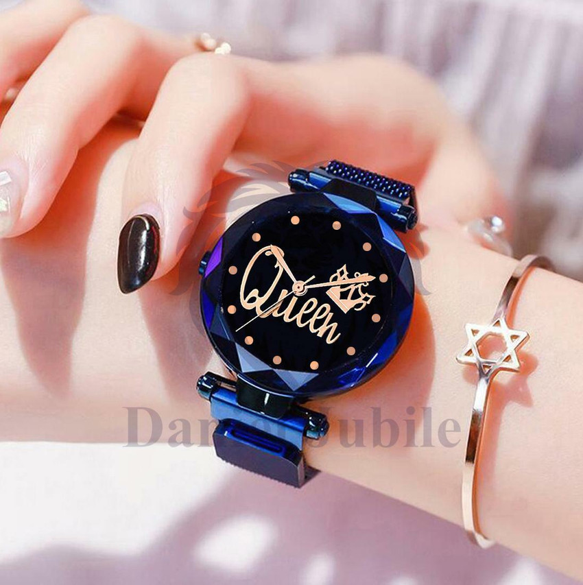 PANVIHAN Black Queen Dial with Latest Design Magnet Belt Analogue