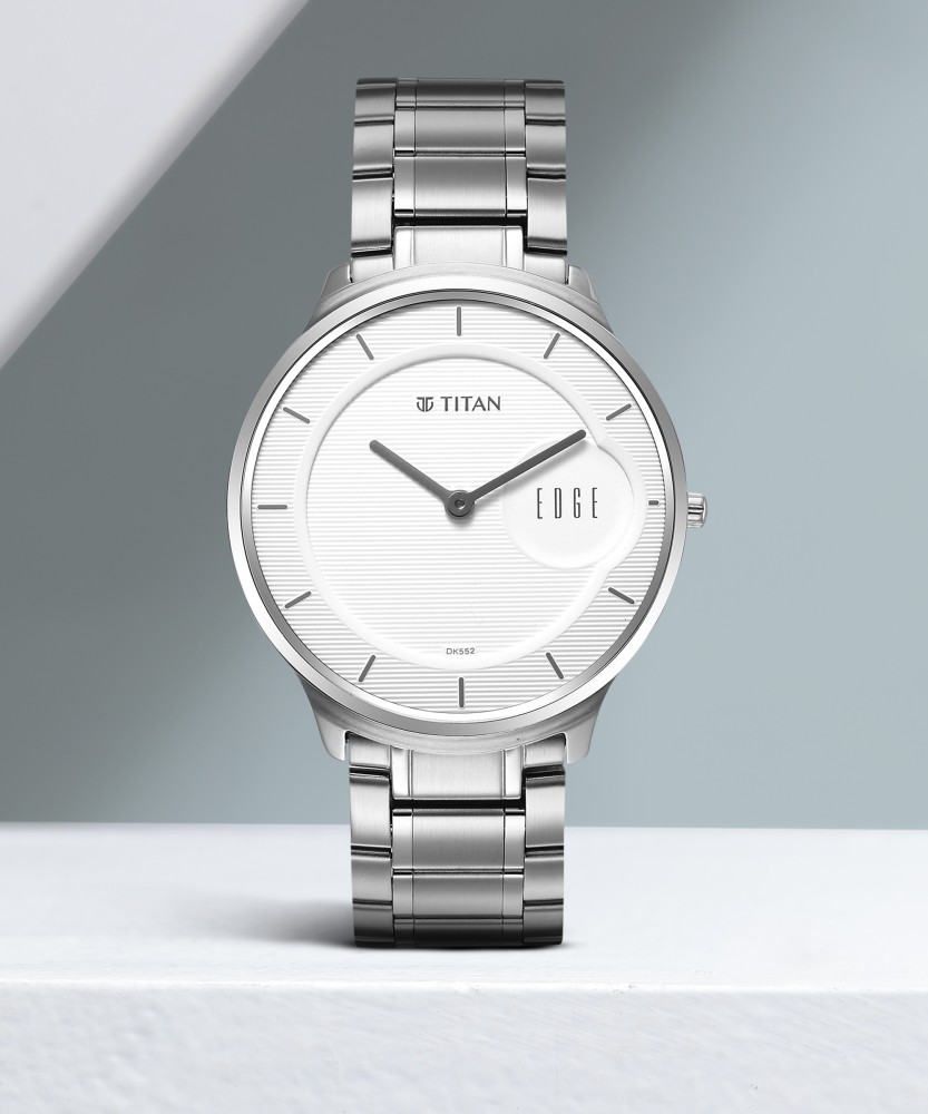 Titan edge deals silver watch