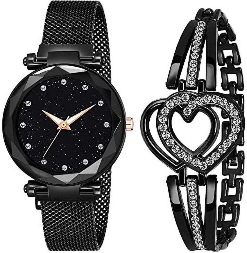 Analogue Black Dial Stylish Metal strap Watch for Girls Watches for Women  Watches Stylish Branded