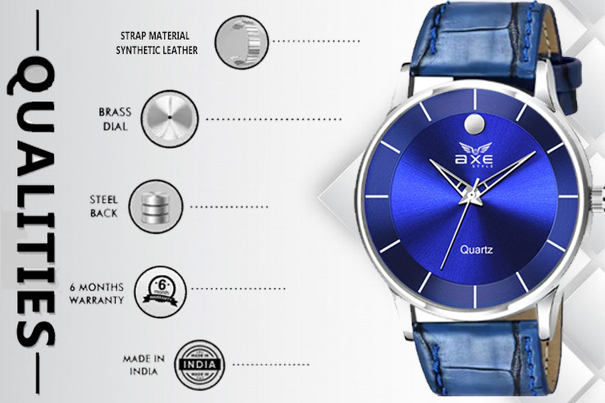 AXE Style Brada Slim Blue Dial Mesh Strap With WaterResistant 6 Month Quartz Warranty Boys Series Analog Watch For Boys Buy AXE Style Brada Slim Blue Dial