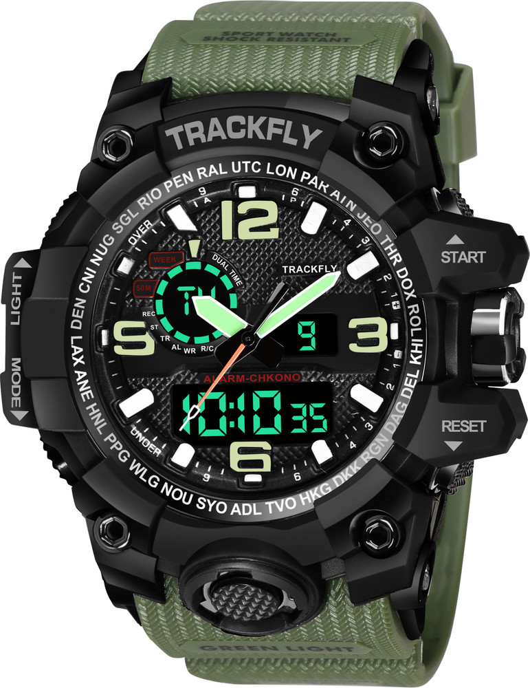 TrackFly TRACKFLY 1155 GREEN Chronograph Multifunctional Sport Metal Body fashionable wrist watch Analog Digital Watch For Men Buy TrackFly TRACKFLY 1155 GREEN Chronograph Multifunctional Sport Metal ...